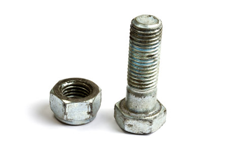 Nut and bolt isolated on white background 