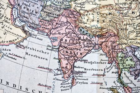 Ancient map of India closeupの写真素材