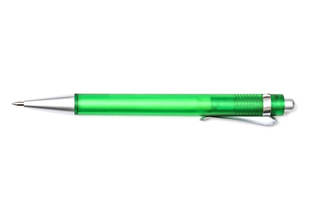 Green Ball Point Pen Isolated On White background の写真素材
