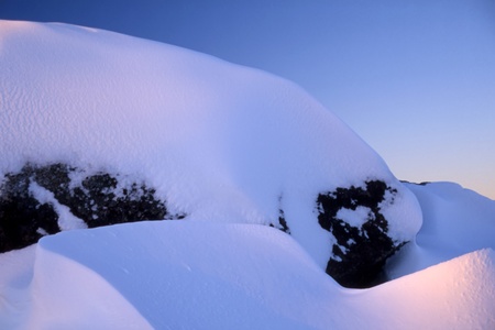 Winter landscape of white Snow and blue skyの写真素材