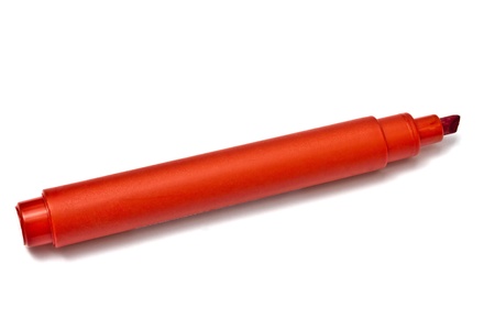 Red highlighter isolated on white background の写真素材