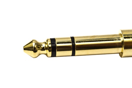 Audio plug closeup on white backgroundの写真素材