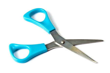 Blue scissors isolated on white background 
の写真素材