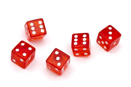 Red dice isolated on white background 
の写真素材