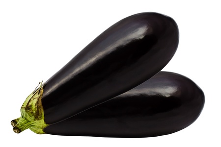 Eggplants isolated on white backgroundの写真素材