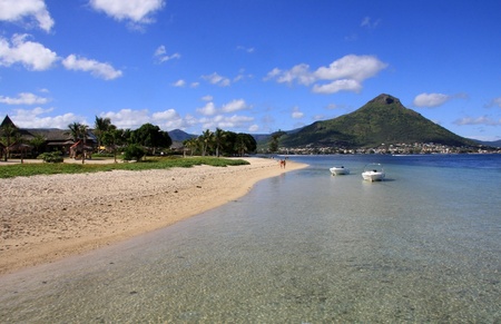 Beautiful tropical beach in Mauritius の写真素材
