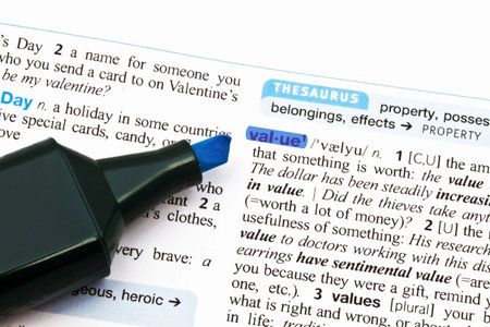 The word  Value highlighted on dictionary