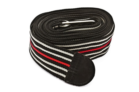 Belt of luggage closeup on white backgroundの写真素材