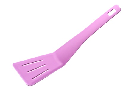 Pink spatula isolated on white backgroundの写真素材