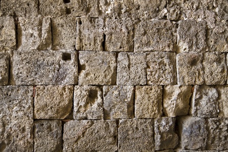 Texture of old bricks wall background in Rhodesの写真素材