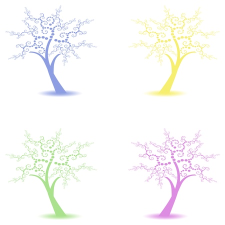 Beautiful art trees collections isolated on white backgroundのイラスト素材