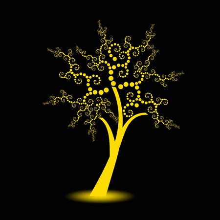 Beautiful art trees with polka dots isolated on black backgroundのイラスト素材