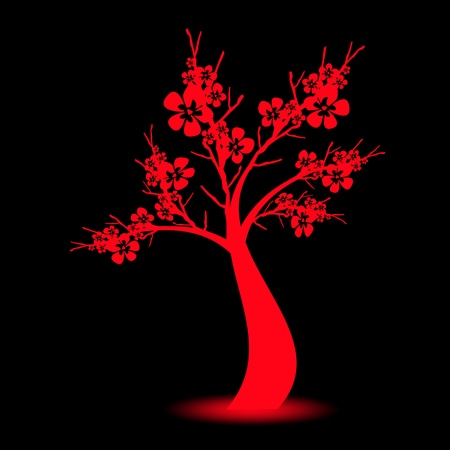Beautiful art tree on black backgroundのイラスト素材