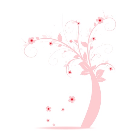 Abstract art tree with beautiful and coloful flowersのイラスト素材
