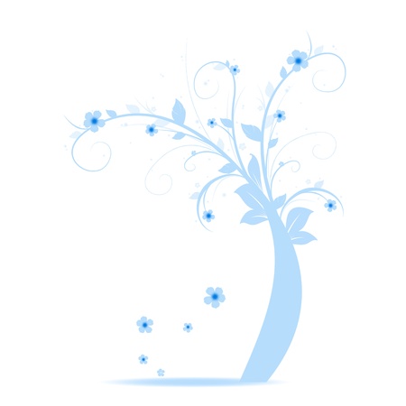 Abstract art tree with beautiful and coloful flowersのイラスト素材