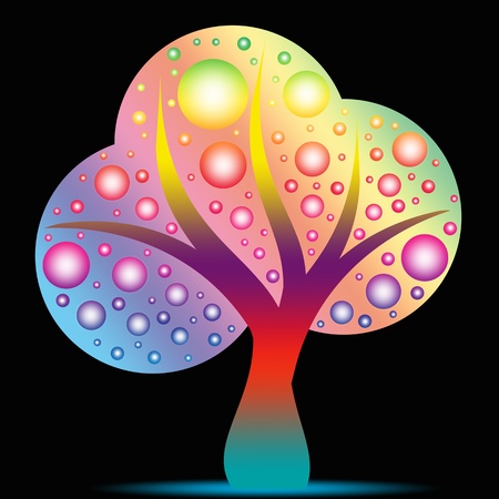 Colorful art tree isolated on black backgroundのイラスト素材