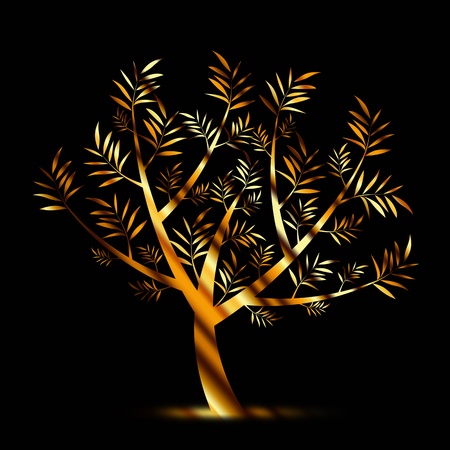 Beautiful art tree isolated on black backgroundのイラスト素材