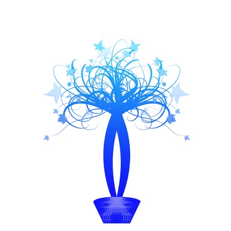 Beautiful abstract floral basket on white backgroundのイラスト素材