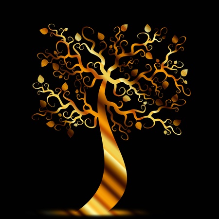 Beautiful art tree isolated on black background のイラスト素材