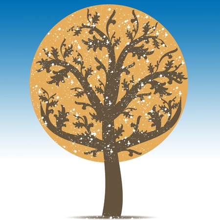 Abstract winter tree with snowflakes on blue backgroundのイラスト素材