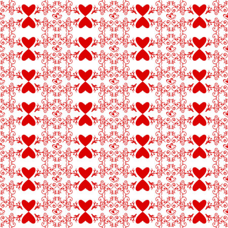 Beautiful background of seamless floral and heart pattern