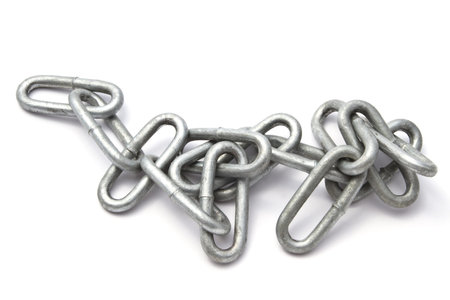 Chains closeup on white background の写真素材