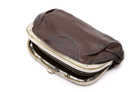 Old purse isolated on white background 