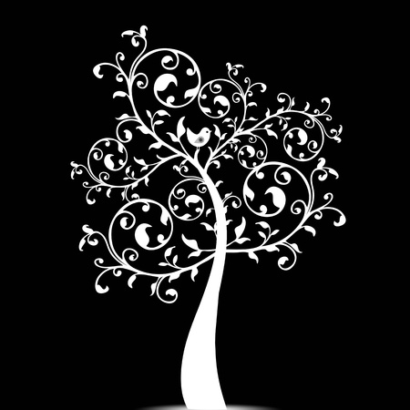 Beautiful art tree isolated on black backgroundのイラスト素材