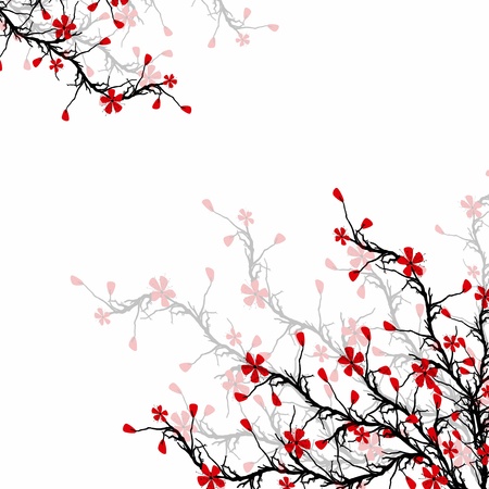 Beautiful blossom cherry on white backgroundのイラスト素材