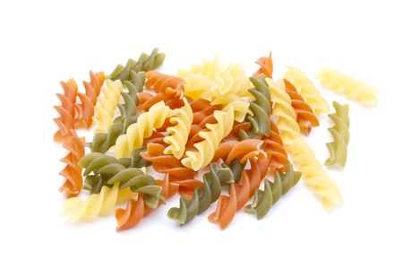 Colorful pasta closeup on white background 
の写真素材
