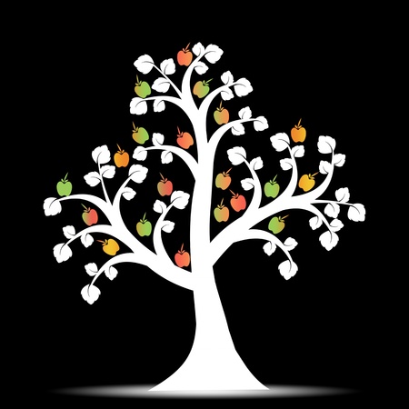 Apple tree isolated on black backgroundのイラスト素材