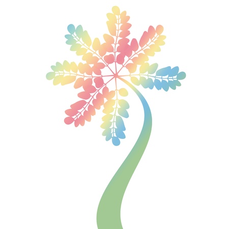 colorful art tree silhouette isolated on white backgroundのイラスト素材