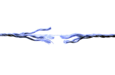 Broken rope isolated on white background