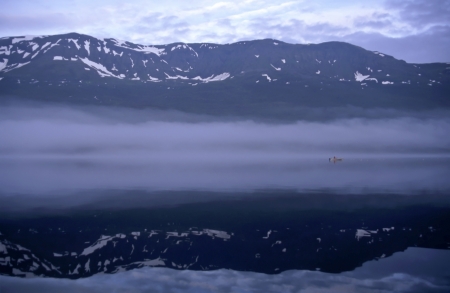 Nature landscape of mountain and sea in Norwayの写真素材