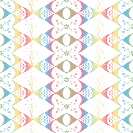Background of seamless fish and floral patternのイラスト素材