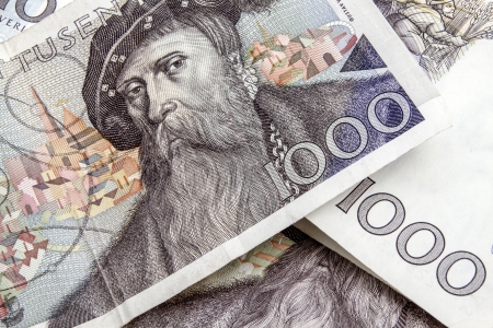 Background of Swedish currency -1000 Kronor closeup の写真素材