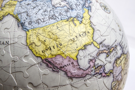 United States map closeup on a globeの写真素材