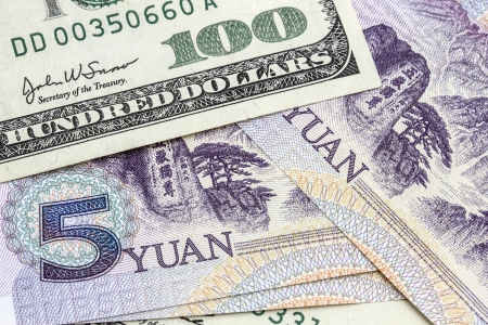  USD and Chinese Yuan clolseup の写真素材