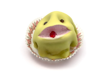 Delicious cake closeup  on white background