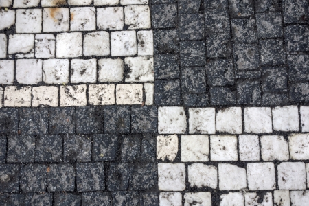 Texture of black andwhite stone structure road in Prague の写真素材