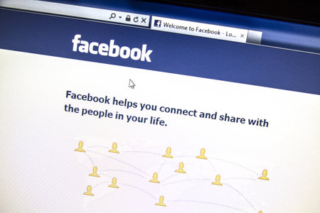 Facebook website displayed on a computer screenのeditorial素材