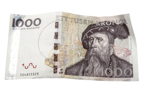 Swedish 1000 kronor isolated on white background. の写真素材