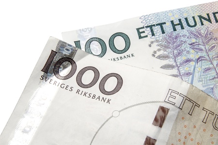 Swedish currency isolated on white background.の写真素材