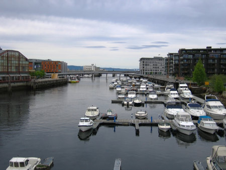 City landscape of Trondheim, Norwayのeditorial素材