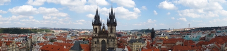  aerial view of prague from top of city hall の写真素材