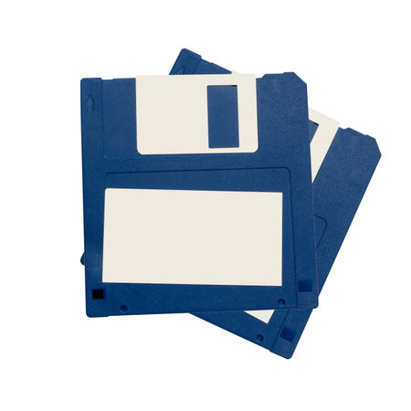 Computer floppy disk closeup on white