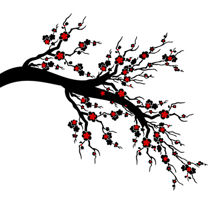 Cherry Blossoms Tree isolated on white backgroundのイラスト素材