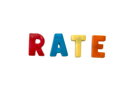 Letter magnets RATE  isolated on white