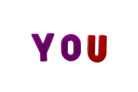 Letter magnets YOU  isolated on whiteの写真素材