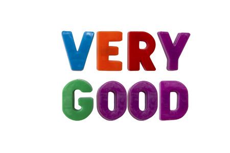 Letter magnets VERY GOOD isolated on whiteの写真素材